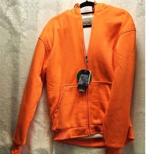 Big Ball Sports - Orange Safety Sherpa Hoodie - Size M- Zip - *READ DESCRIPTION*